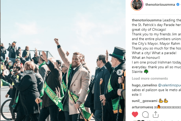 Conor McGregor celebra día festivo irlandés en Chicago