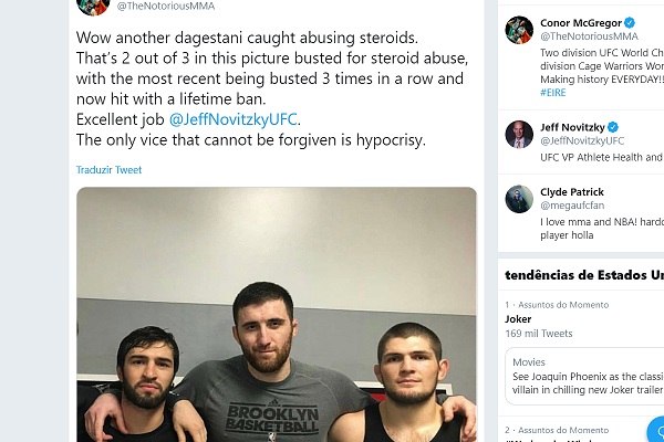 Conor publica foto de Khabib con atleta expulsado: «Otro daguestanés abusando de esteroides»