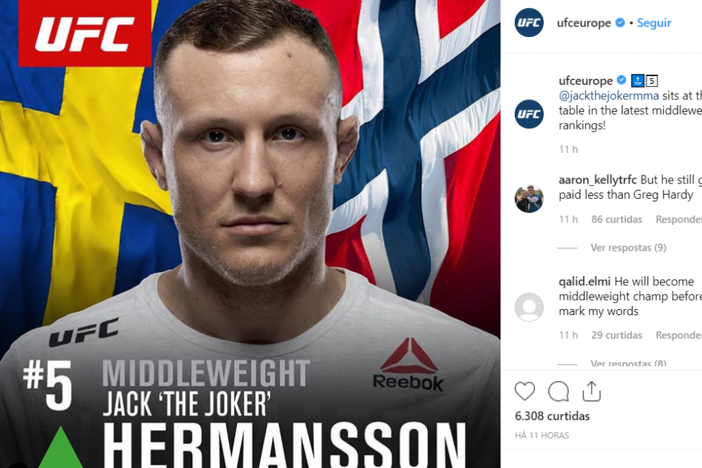 Después de UFC Dinamarca, Jack Hermansson ya apunta al próximo duelo: «Me gustaría enfrentar a Borrachinha»