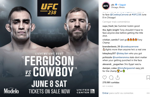 Tony Ferguson regresa al UFC para enfrentar a Donald Cerrone en junio