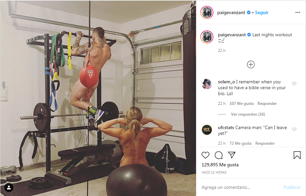 Paige VanZant publica una imagen entrenando desnuda con su esposo